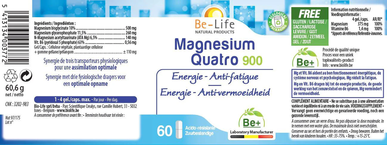 Magnesium Quatro 900 (60 Gélules) - Image 3